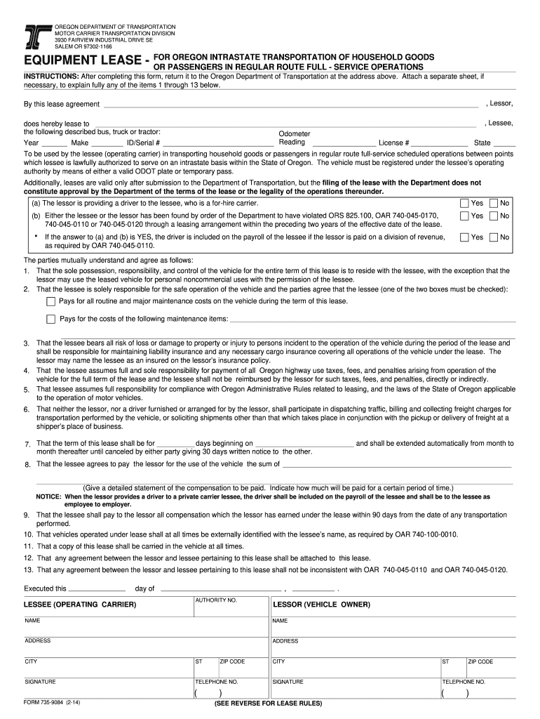 Equipment Lease Form Template