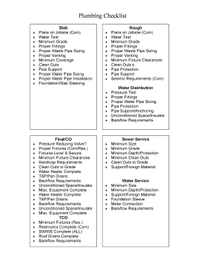 Plumbing Material List Template  Form