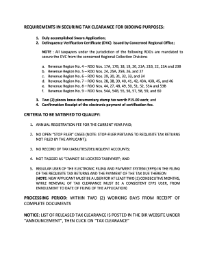 Sworn Application for Tax Clearance  Form