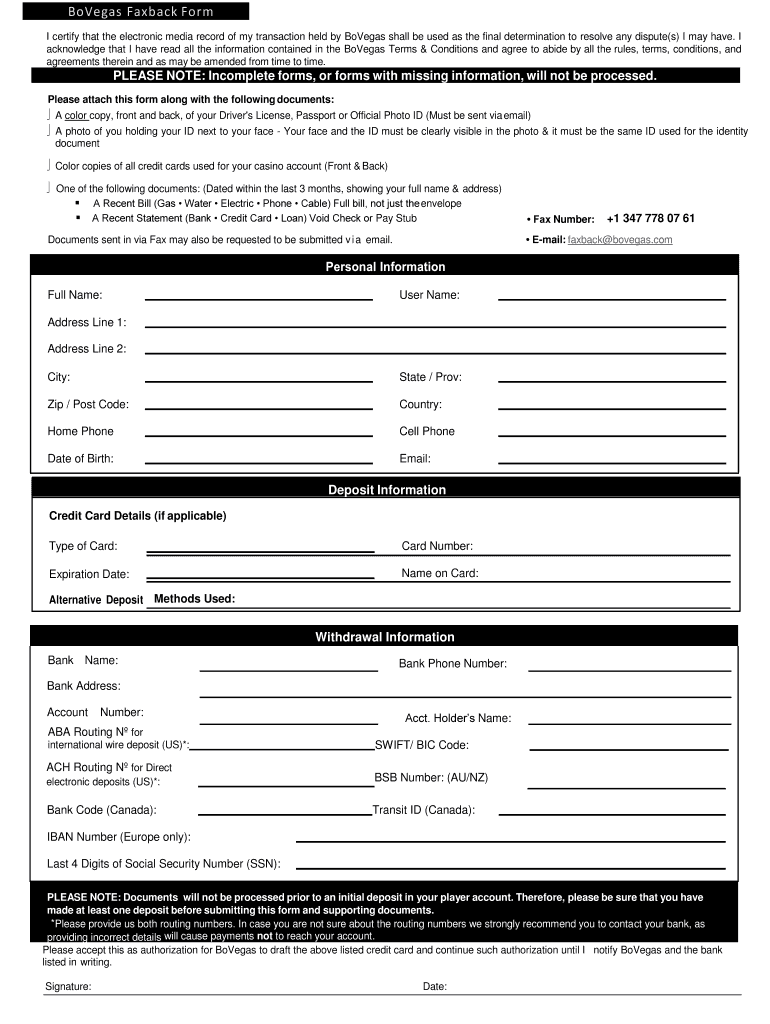 Get and Sign Bovegas Form