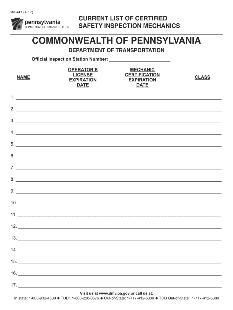 PennDOT Form MV 443