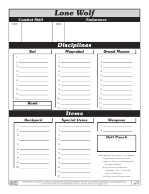 Lone Wolf Action Chart  Form