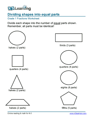 Dividing Shapes into Equal Parts Worksheet  Form