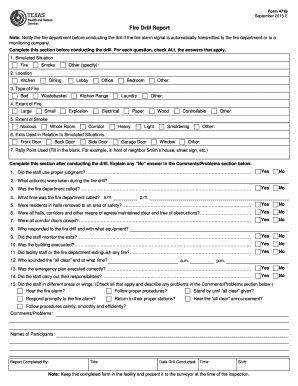 Fillable Form 4719 Fire Drill Report