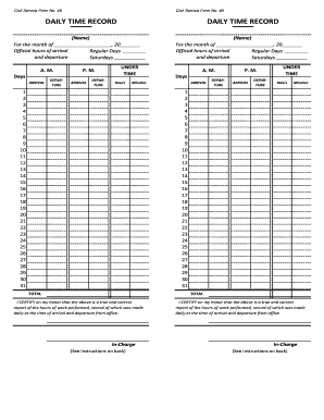 Official Hours of Arrival  Form