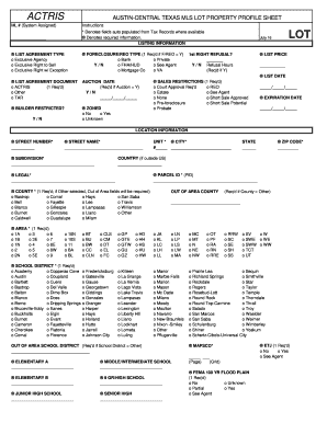 Mls Profile Sheet Texas  Form