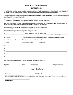 Affidavit of Heirship Arkansas  Form