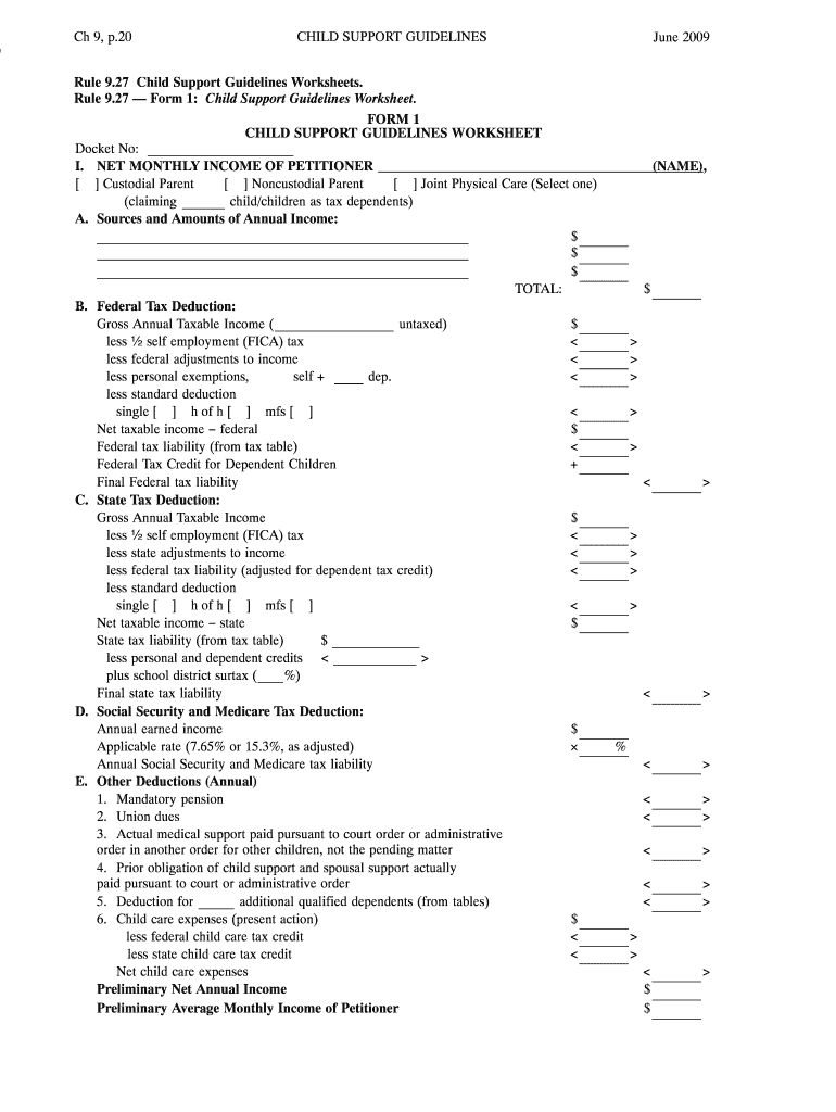  Iowa Child Support Worksheet Form 2009