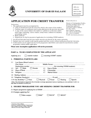 Credit Transfer Application  Form