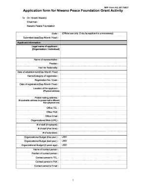 Niwano Peace Foundation Grant  Form