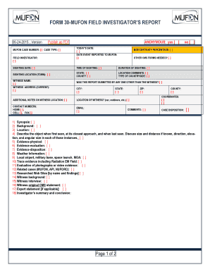 Mufon Field Investigator Manual  Form