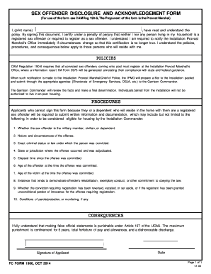 Sex Offender Disclosure Form