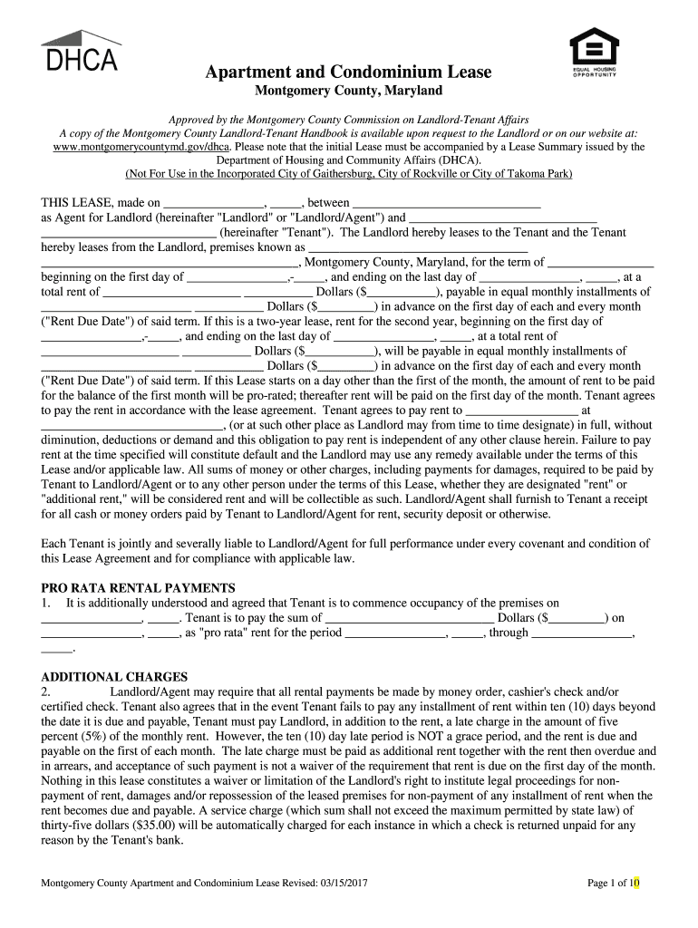 When Lease Montgomery County  Form