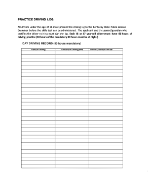 Driving log sheet michigan: Fill out & sign online