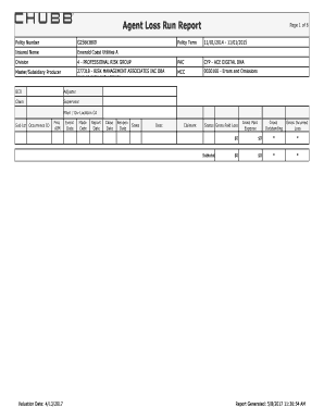 Loss Runs Report Sample  Form