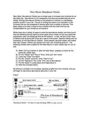 Abundance Cheque Template  Form