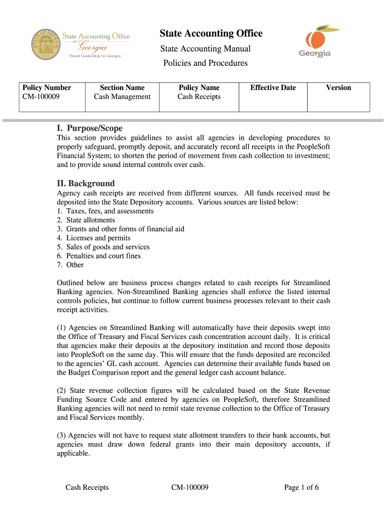 Cash Receipt a DOC  Form