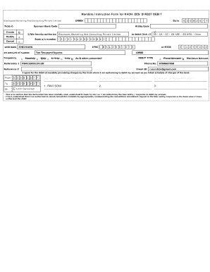 Mandate Instruction Form for Nach Direct Debit