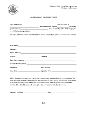 NON IMMIGRANT VISA CONSENT FORM