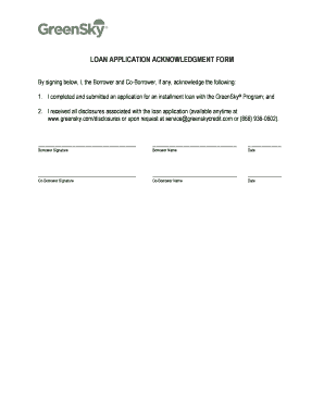 LOAN APPLICATION ACKNOWLEDGMENT FORM