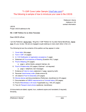 I 129f Cover Letter  Form