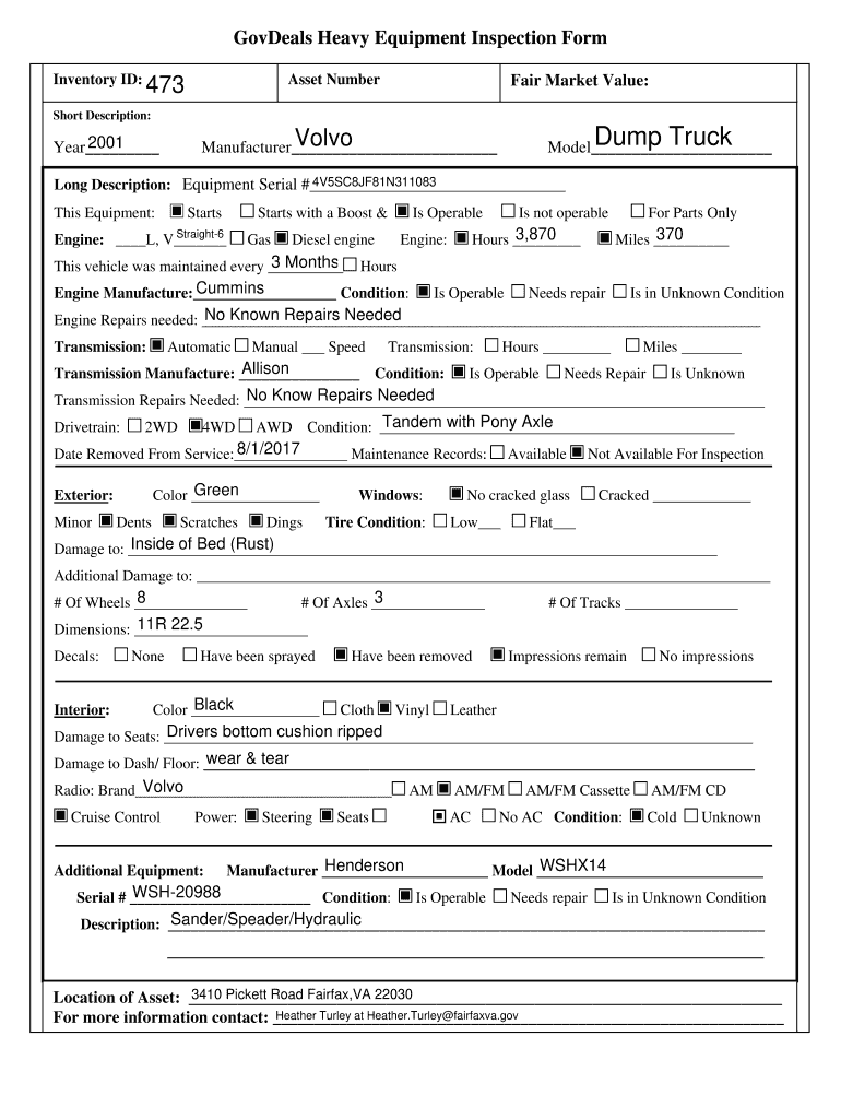 Equipment Inspection Form