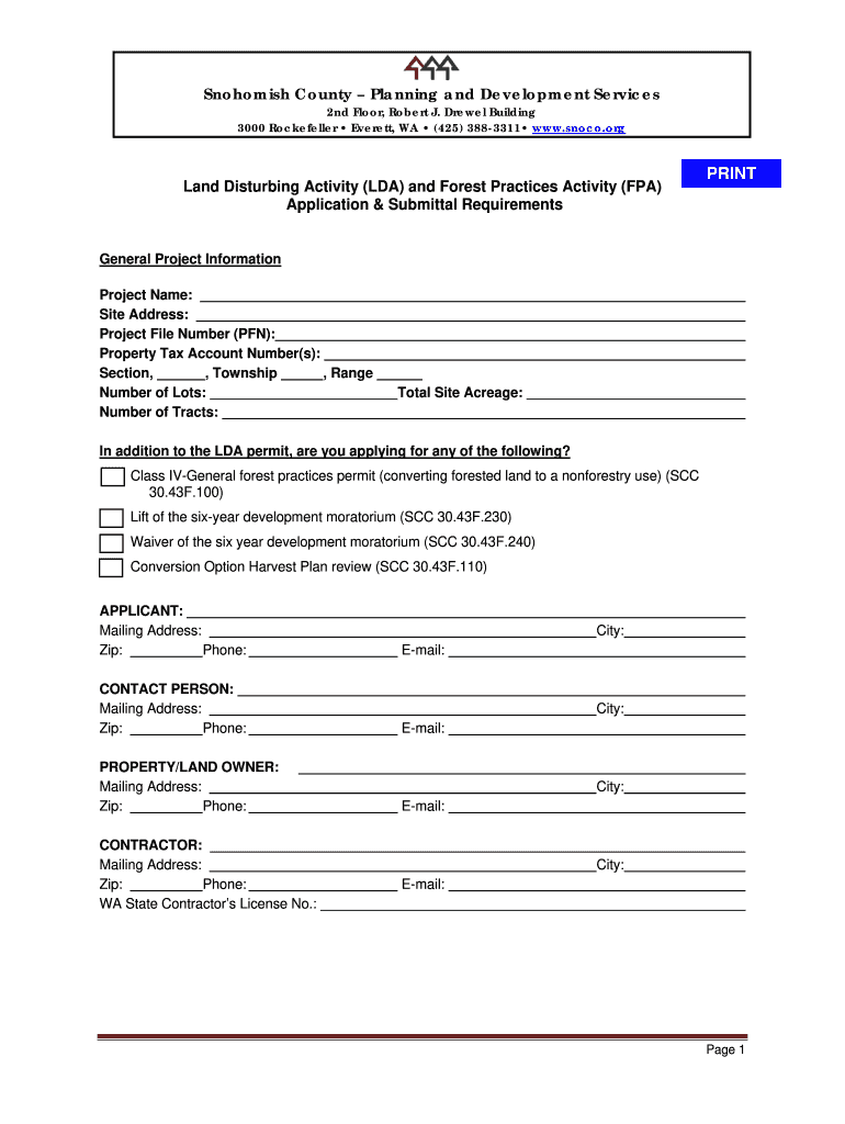 Land Disturbing Activity Permit Application Checklist  Form