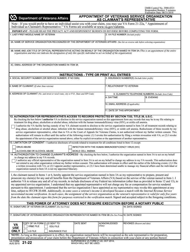  Va Form 21 22 2015