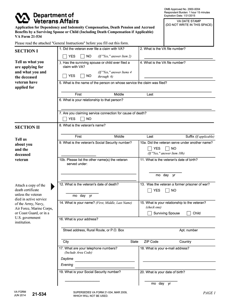  Va Form 21 534 2014-2024