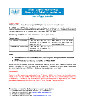 Bank of Maharashtra Rtgs Form