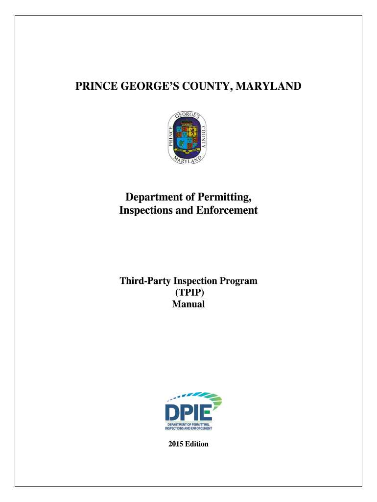 Prince Georges County Third Party Inspection Program  Form 2015-2024