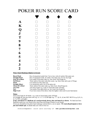 Poker Score Sheet  Form