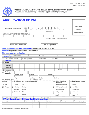 Tesda Application Form