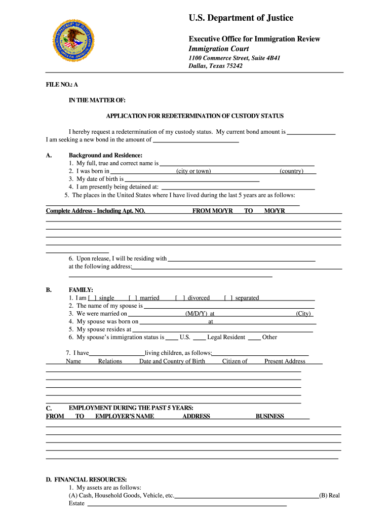 Redetermination Custody  Form