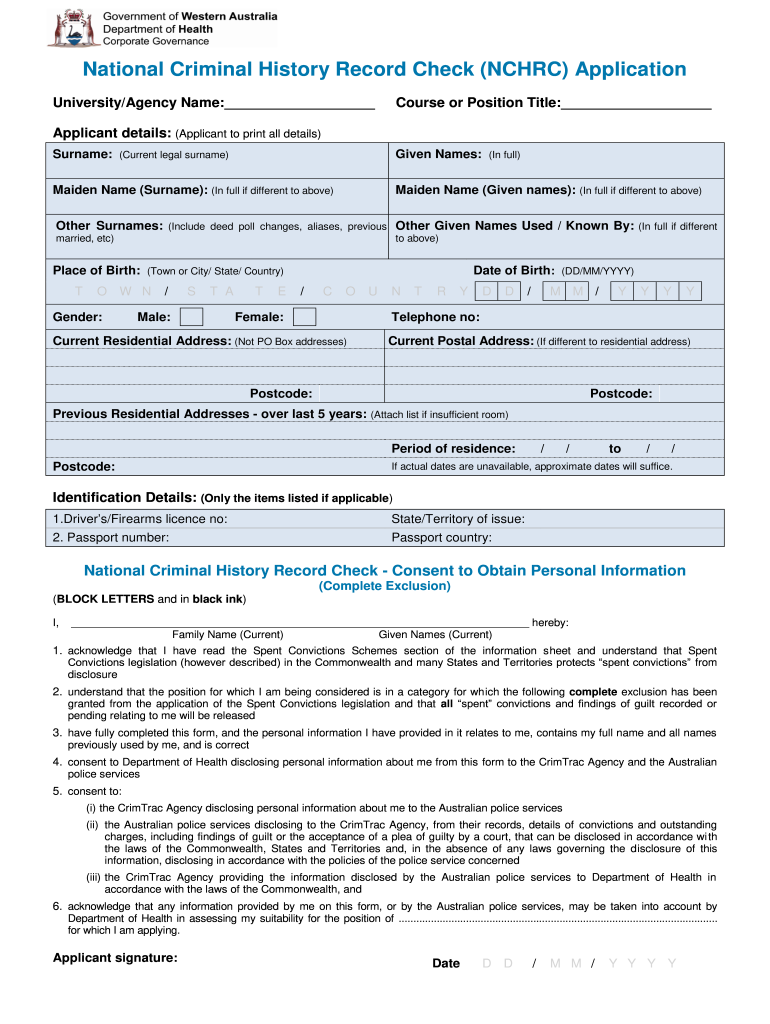 Nchrc  Form