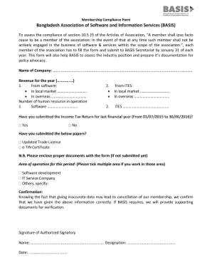 Membership Compliance Form