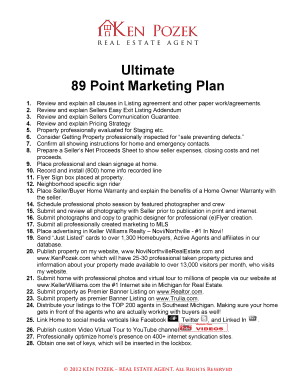 89 Point Marketing Plan  Form