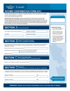 INCOME CONFIRMATION FORM ICF