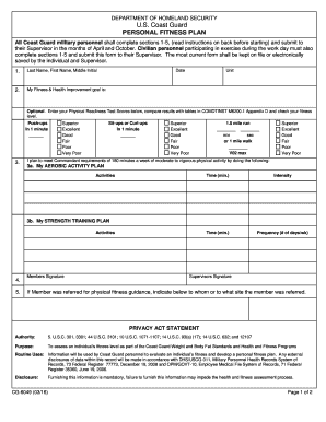 All Coast Guard Military Personnel Shall Complete Sections 1 5, Read Instructions on Back Before Starting and Submit to  Form