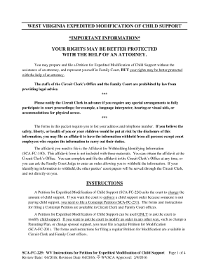 West Virginia Child Support Modification  Form