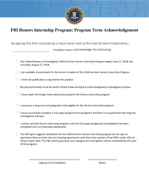  Fbi Program Term Acknowledgement Form 2018-2024