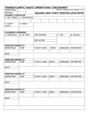 TRANSATLANTIC RADIO OPERATIONS CHECKSHEET  Form