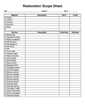 Water Damage Tick Sheet  Form