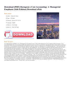 Horngren&#039;s Cost Accounting 16th Edition PDF  Form