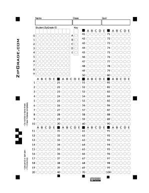 Zipgrade Answer Sheet  Form