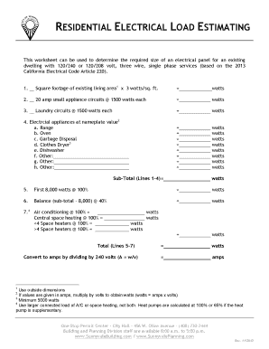 Residential Load Calculation Worksheet  Form