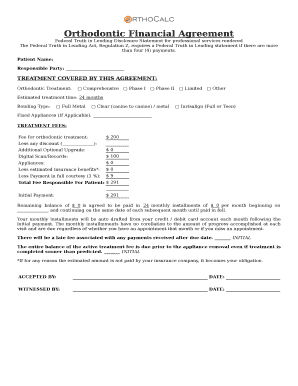 Invisalign Payment Plan Template  Form