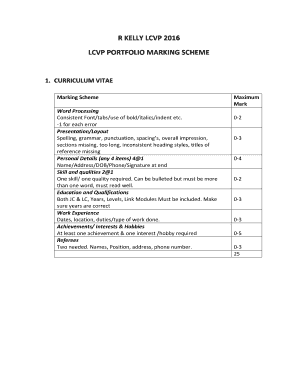 Lcvp Portfolio Marking Scheme  Form