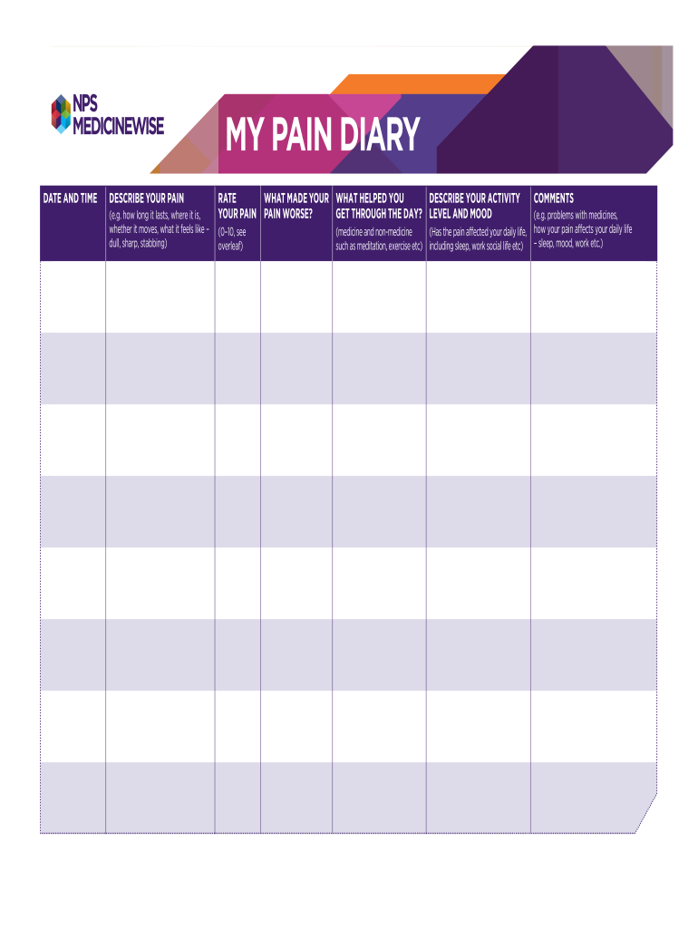 MY PAIN DIARY  Form