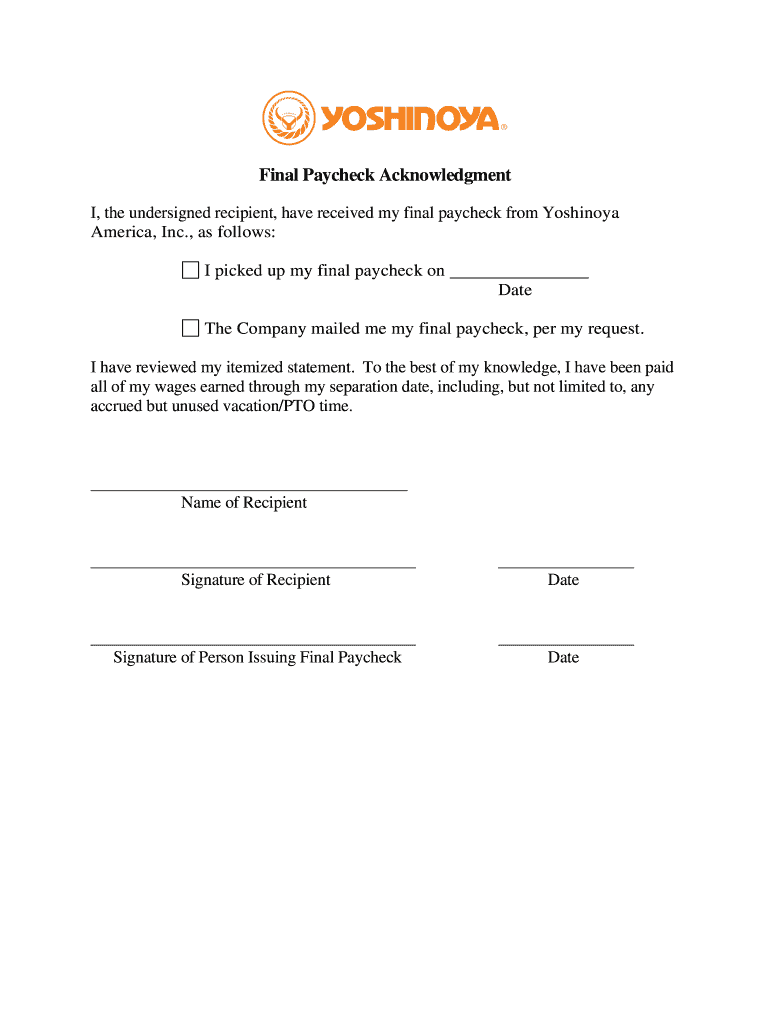 Get and Sign Acknowledgement of Payment of Wages  Form